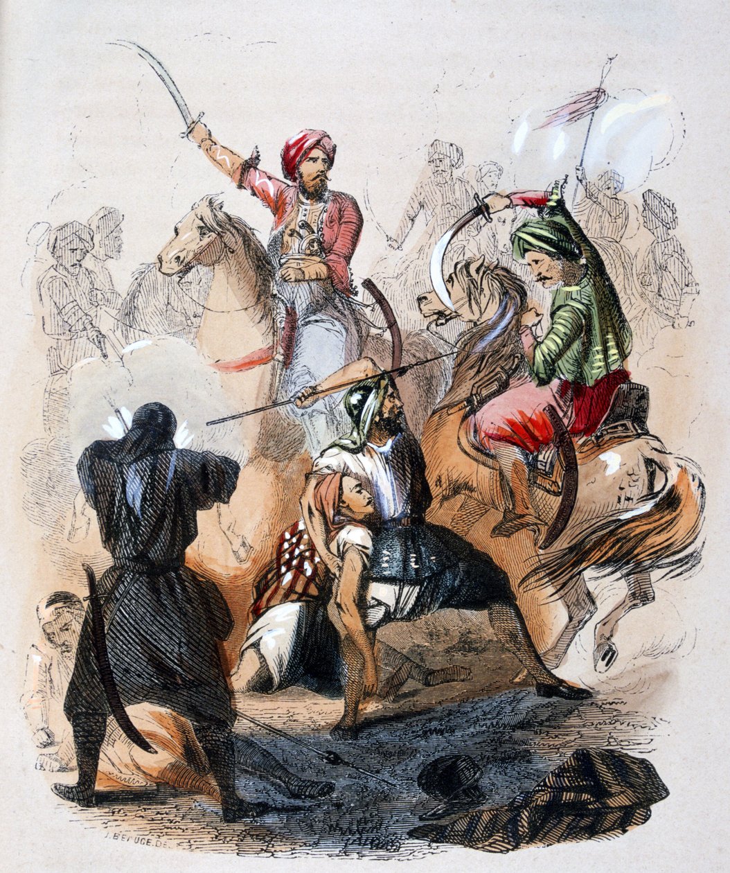 Ibrahim Pasha (1789-1848) på slagmarken under felttoget mod wahhabitterne af Jean Adolphe Beauce