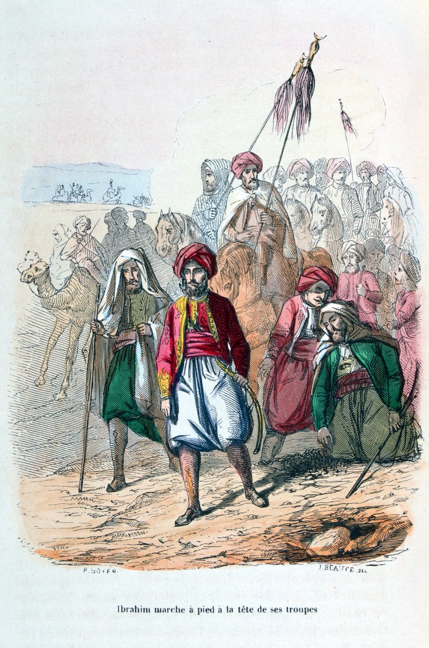 Ibrahim Pasha marcherer foran sine tropper, 1811-1818 1847 af Jean Adolphe Beauce