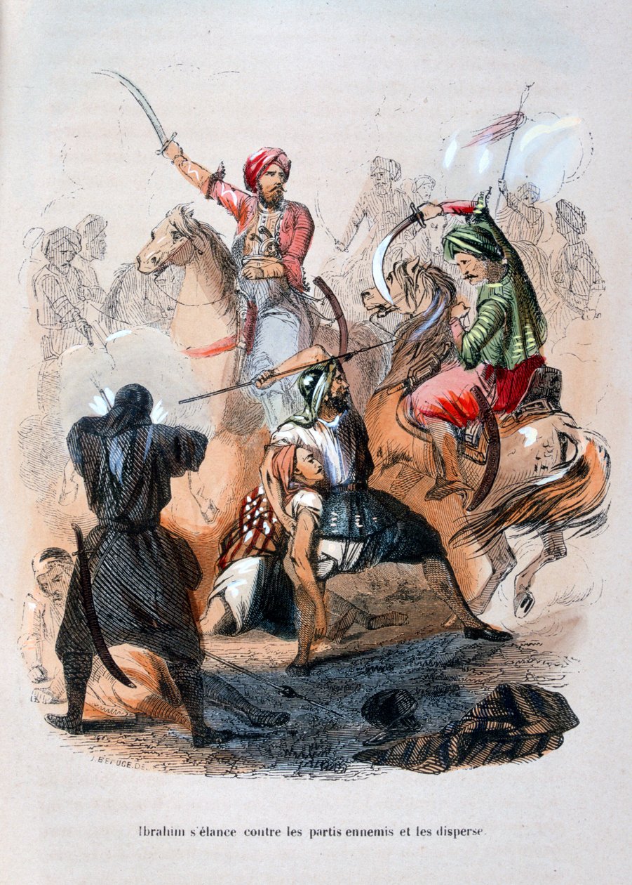 Ibrahim Pasha kæmper mod wahabierne, Saudi-Arabien, 1811-1818 1847 af Jean Adolphe Beauce