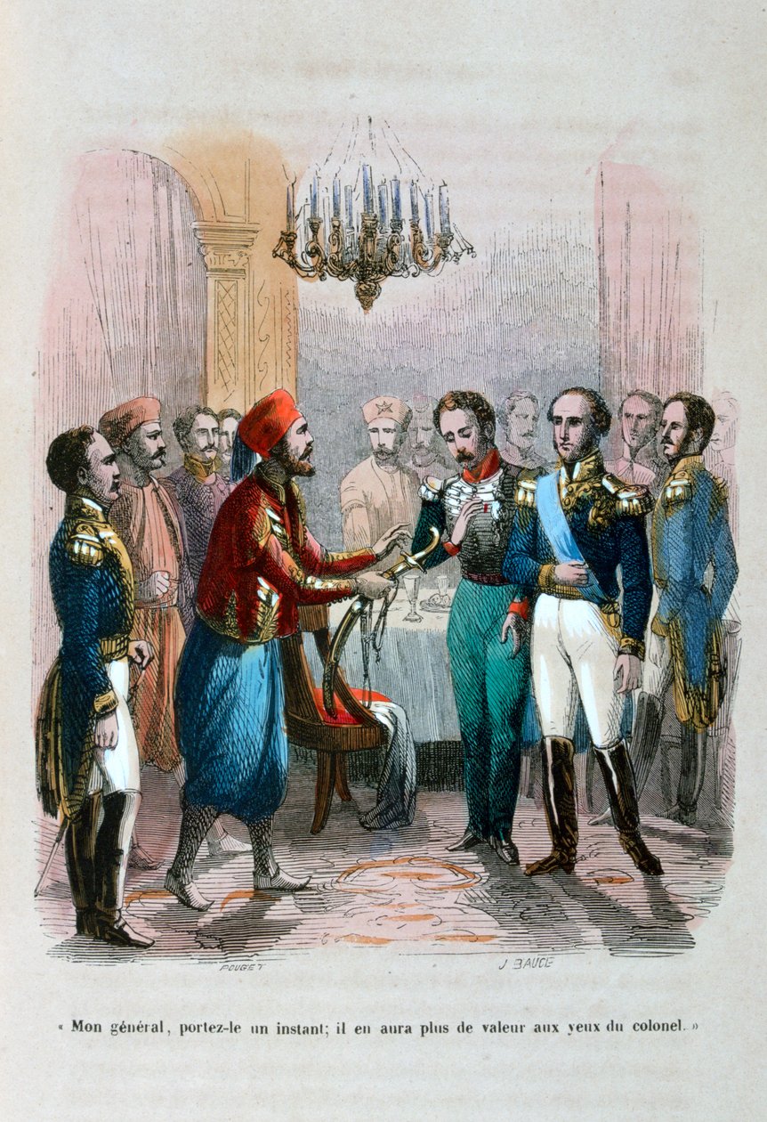 Møde mellem Ibrahim Pacha og oberst Faudoa, Egypten, 1828 1847 af Jean Adolphe Beauce