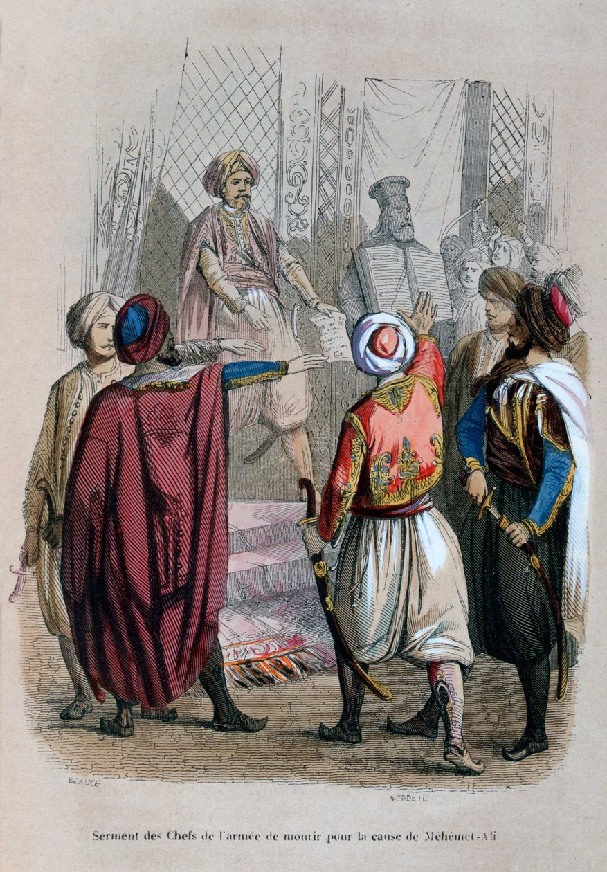 Hærens chefers ed om at dø for Mehmet Alis sag, Egypten, 1805 1847 af Jean Adolphe Beauce
