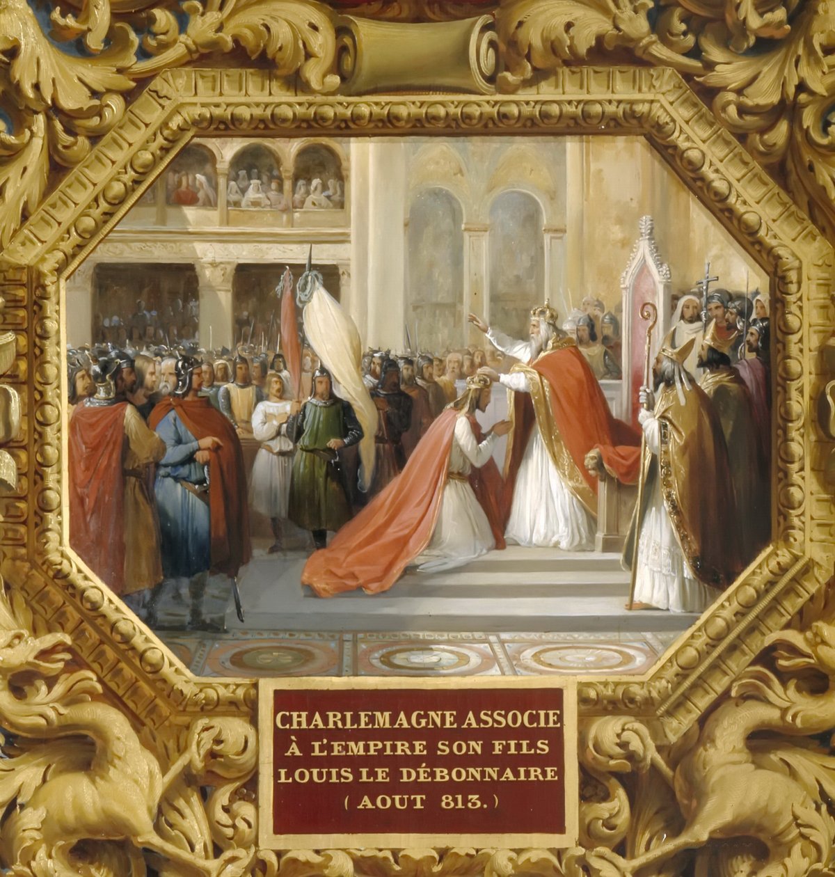 Karl den Store kroner sin søn Ludvig den fromme i 813 af Jean Alaux