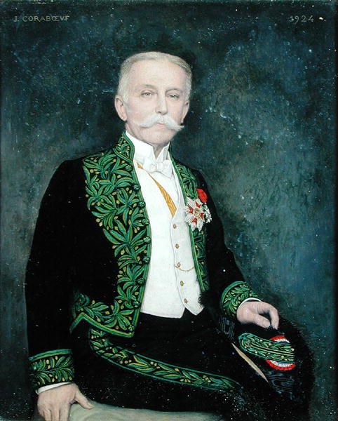 Portræt af Rene Bazin (1853-1932) 1924 (olie på lærred) af Jean Alexandre Coraboeuf