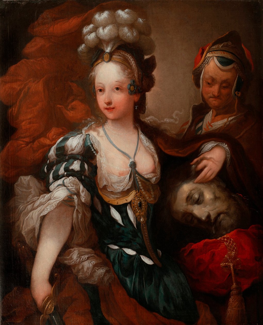 Judith med hovedet af Holofernes (Judith med hovedet af Holofernes) - Maleri af Alexis Grimou (1678-1733), olie på lærred, midten af ​​1700-tallet (88x72 cm) - Wilanow Palace Museum, Warszawa (Polen) af Jean Alexis Grimou