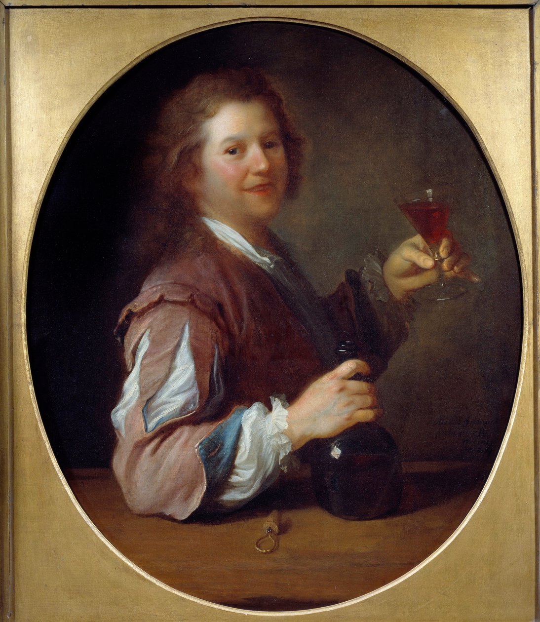 Portræt af kunstneren i drinker Maleri af Jean Alexis Grimou (1680-1740) 1724 Søn. 1x0,85 m af Jean Alexis Grimou