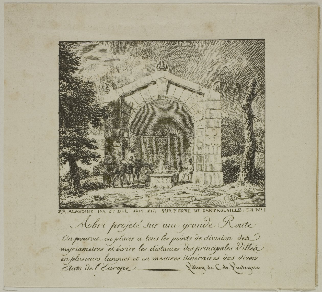 Projekt for et shelter langs en motorvej af Jean Antoine Alavoine