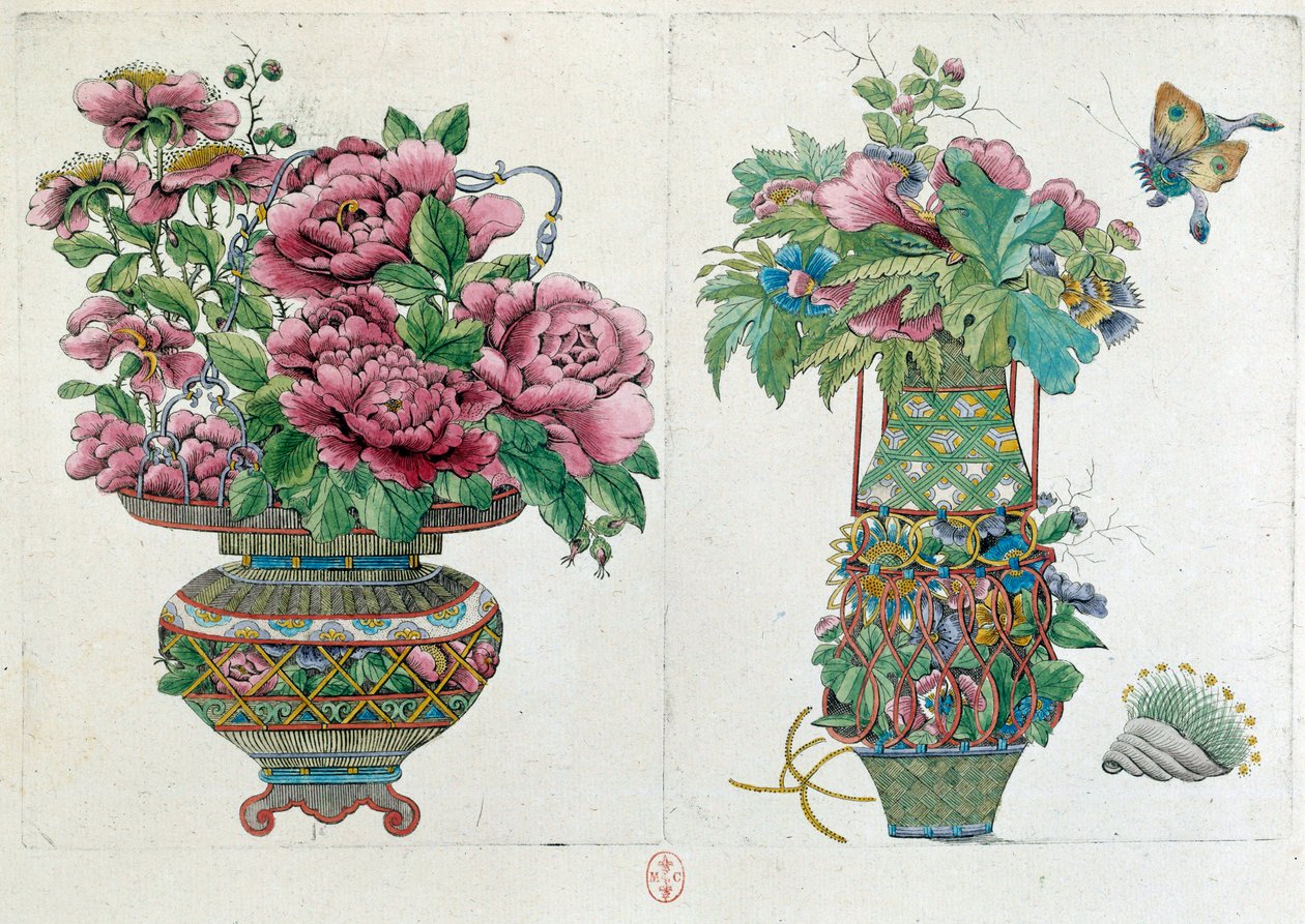Tegning fra en kinesisk vase: urtepotte. Maleri af Jean Antoine Fraisse (1700-tallet) af Jean Antoine Fraisse