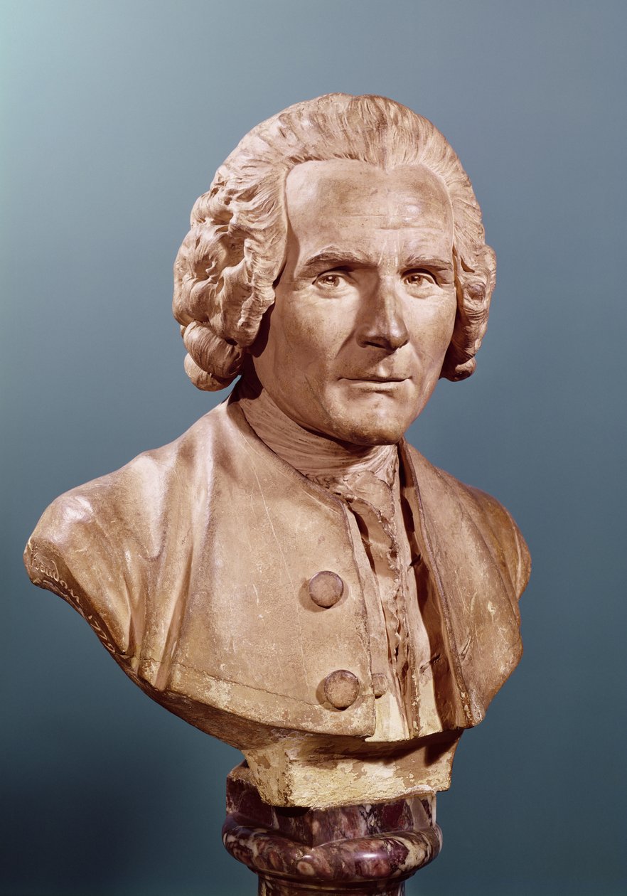 Buste af Jean-Jacques Rousseau (1712-78) (terracotta) af Jean Antoine Houdon