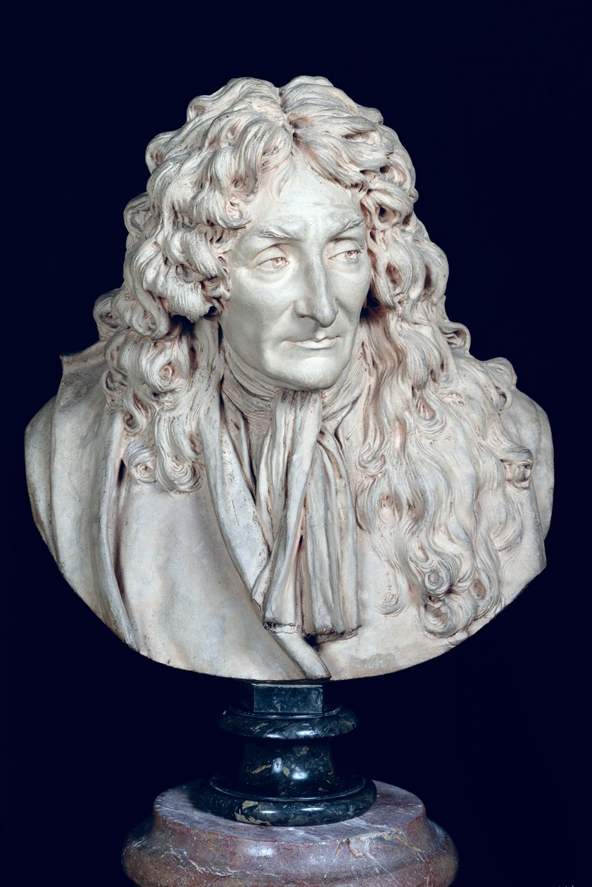 Buste af Jean de La Fontaine (1621-95) 1692 (ler) af Jean Antoine Houdon