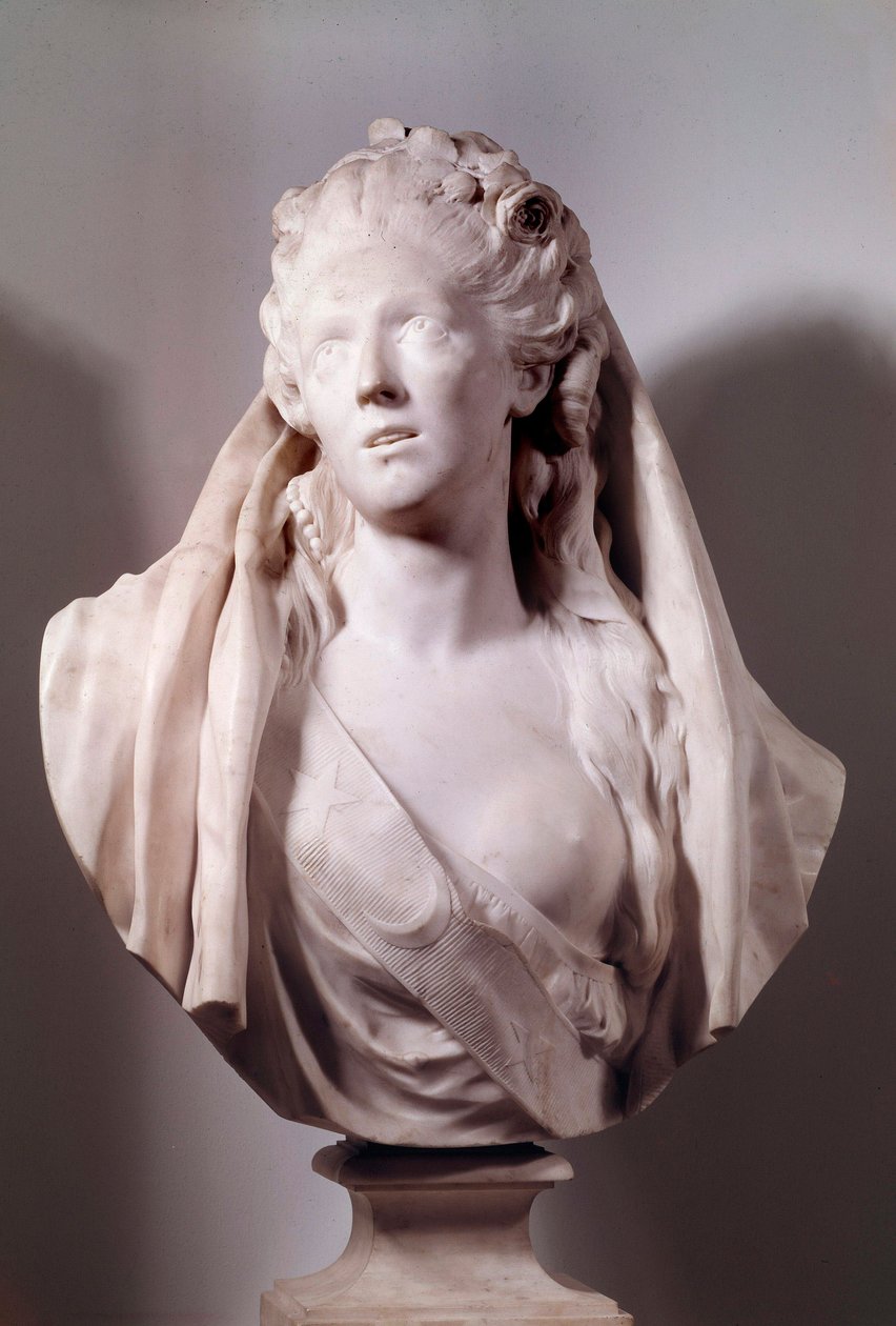 Buste af Sophie Arnould (1740-1802) sangerinde repræsenteret i rollen som Iphigenie Sculpture af Jean Antoine Houdon (1741-1828) 1775 Paris, Musee du Louvre af Jean Antoine Houdon