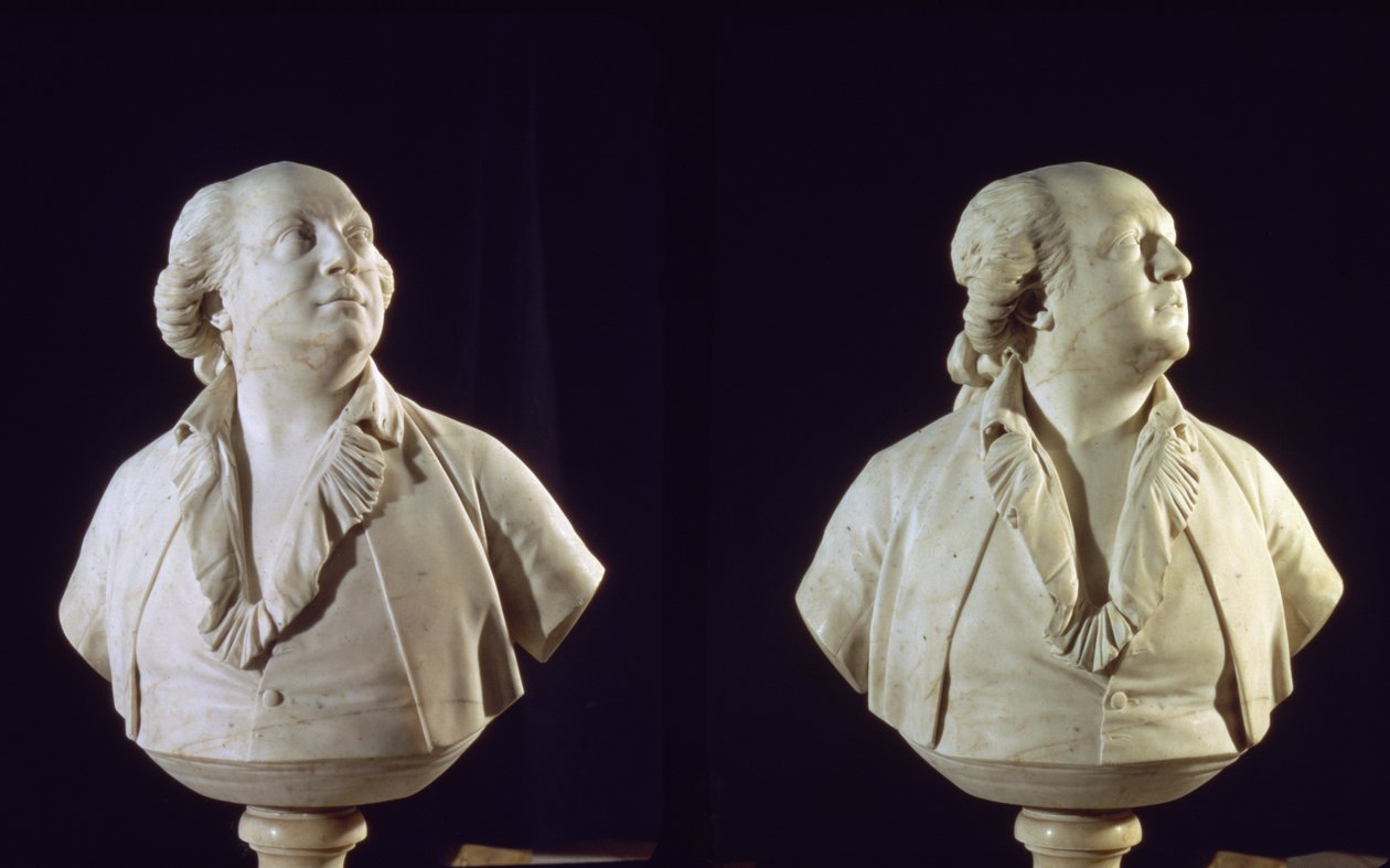 Portrætbuste af Giuseppe Balsamo (1743-95), kaldet greven af Cagliostro (marmor) af Jean Antoine Houdon