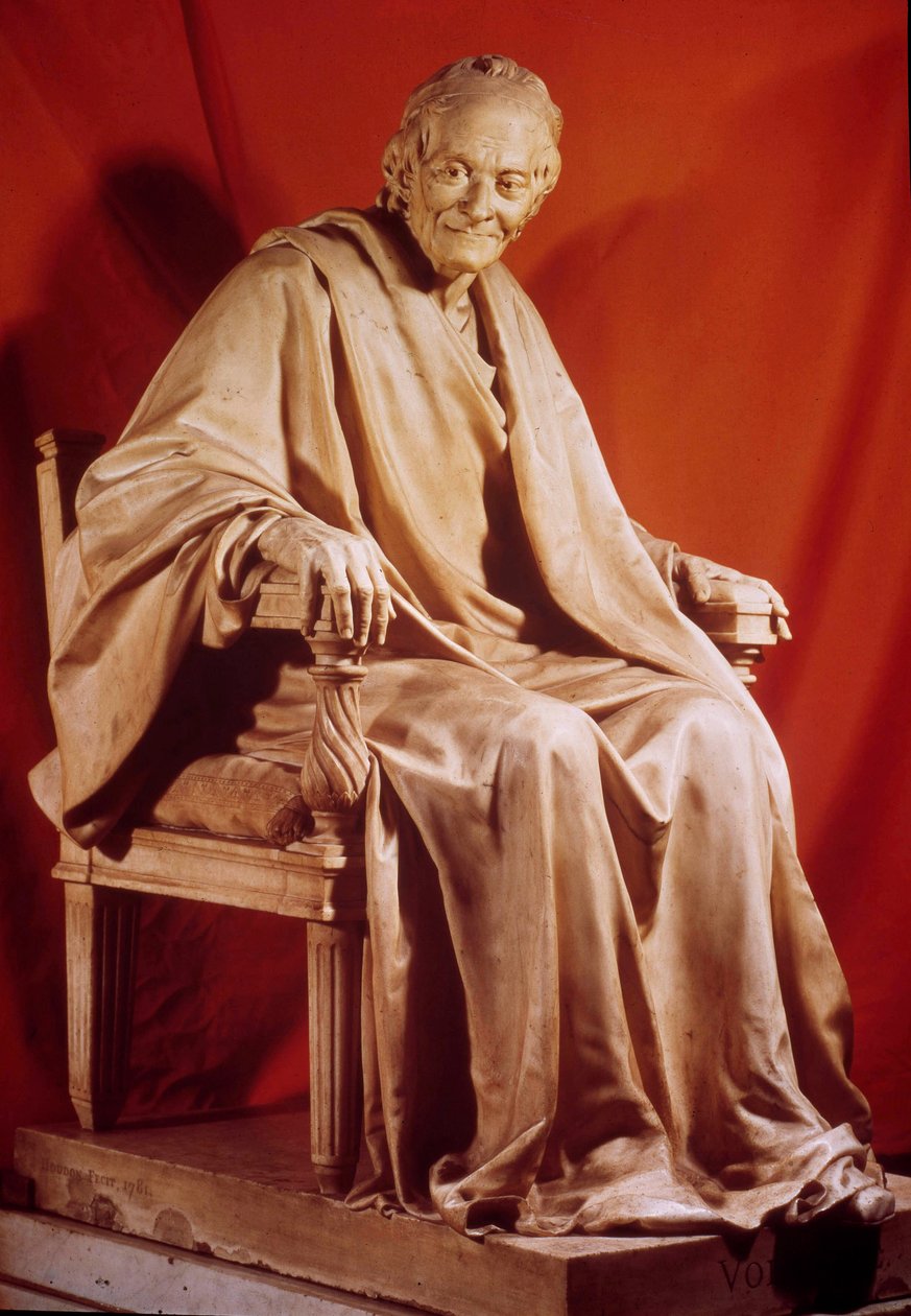 Portræt af Voltaire (Francois Marie Arouet) (1694-1778). Skulptur af Jean Antoine Houdon (1741-1828) Paris fra det 18. århundrede, fransk komedie af Jean Antoine Houdon