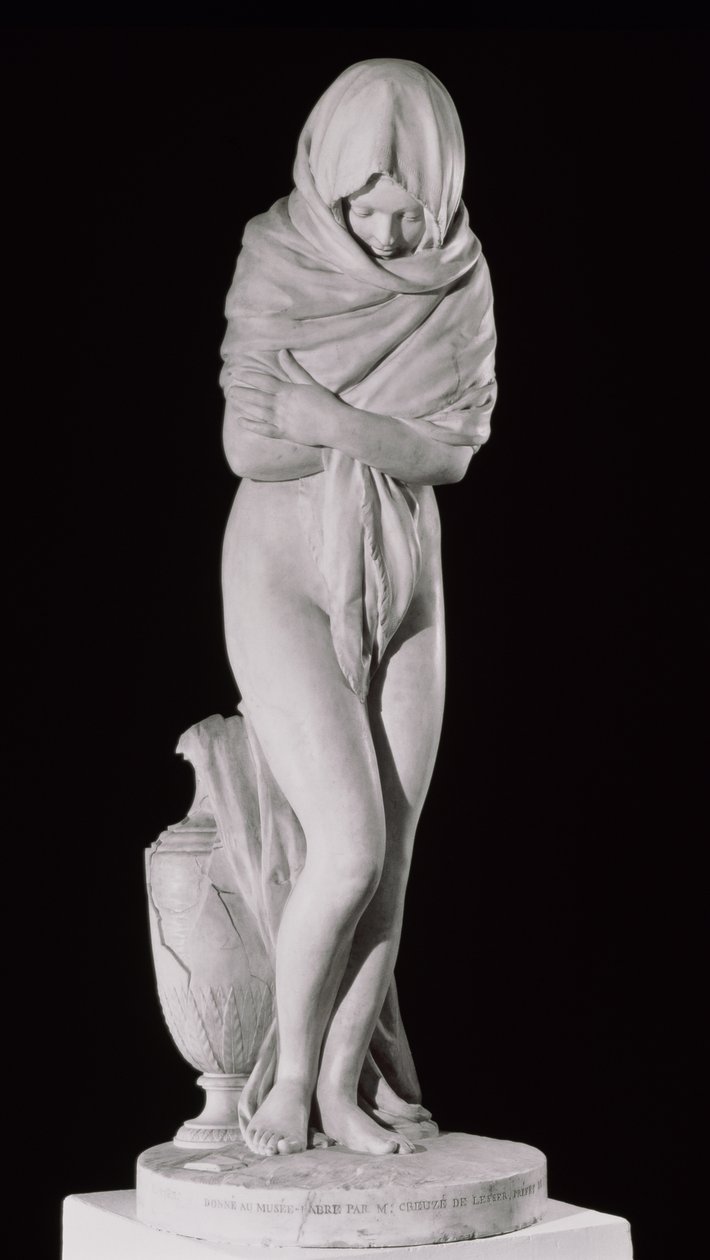 Vinter eller den kølige kvinde (marmor) af Jean Antoine Houdon