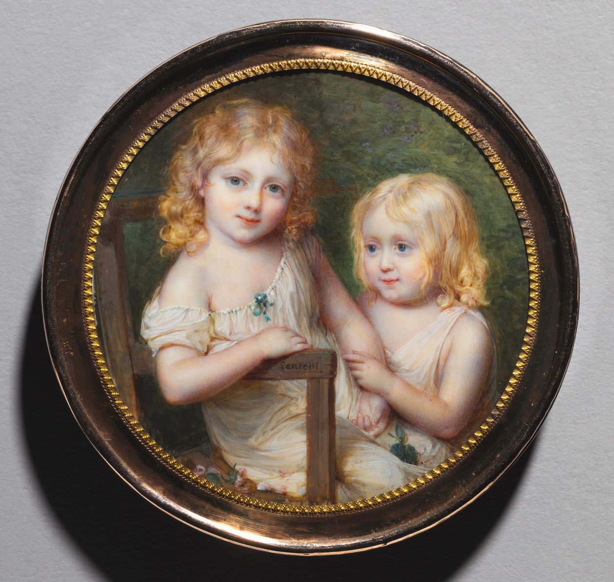 Portræt af kunstnernes børn Emma og Paul, ca. 1795. af Jean Antoine Laurent