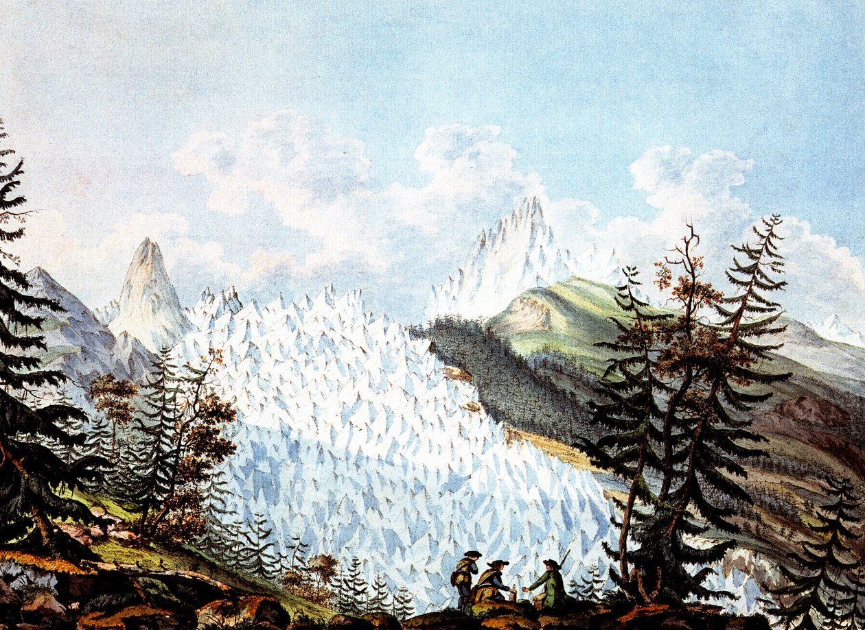 Udsigt til lavine i Ishavet, ca. 1800 (stik ) af Jean Antoine Linck