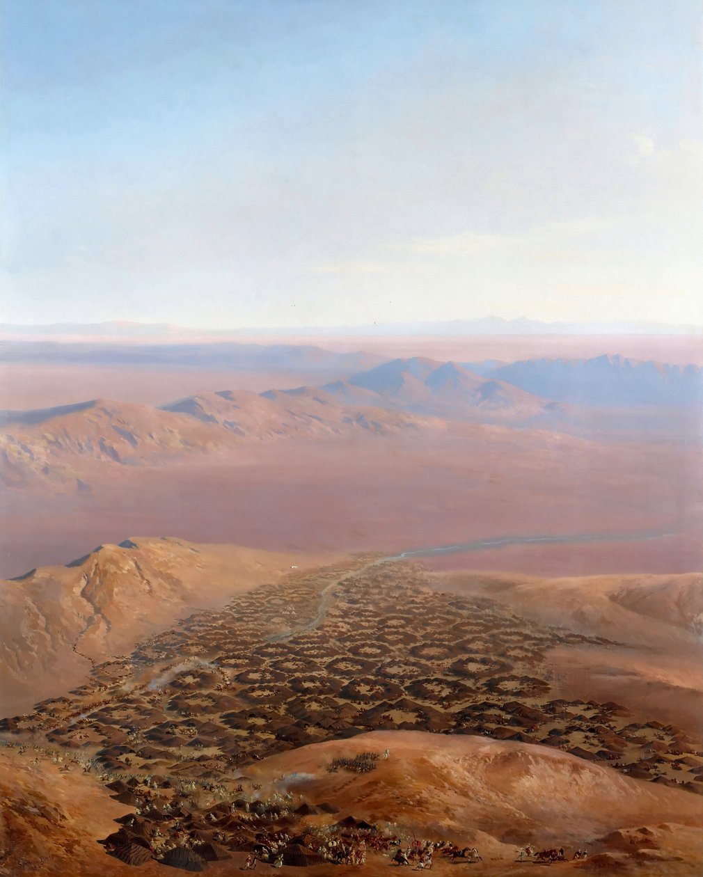 Panoramaudsigt over erobringen af Smala af Abd El-Kader, 16. maj 1843 af Jean Antoine Simeon Fort