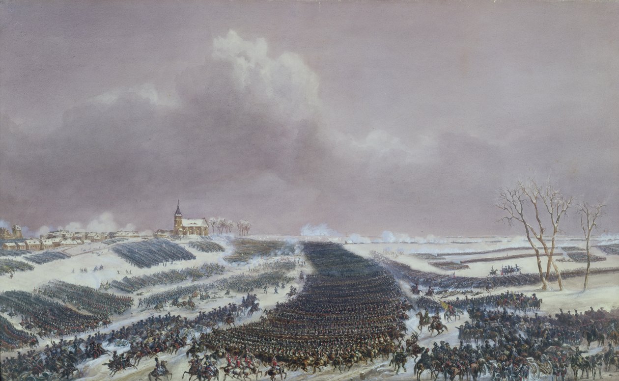 Slaget ved Eylau, 8. februar 1807 (akvarel på papir) af Jean Antoine Simeon Fort
