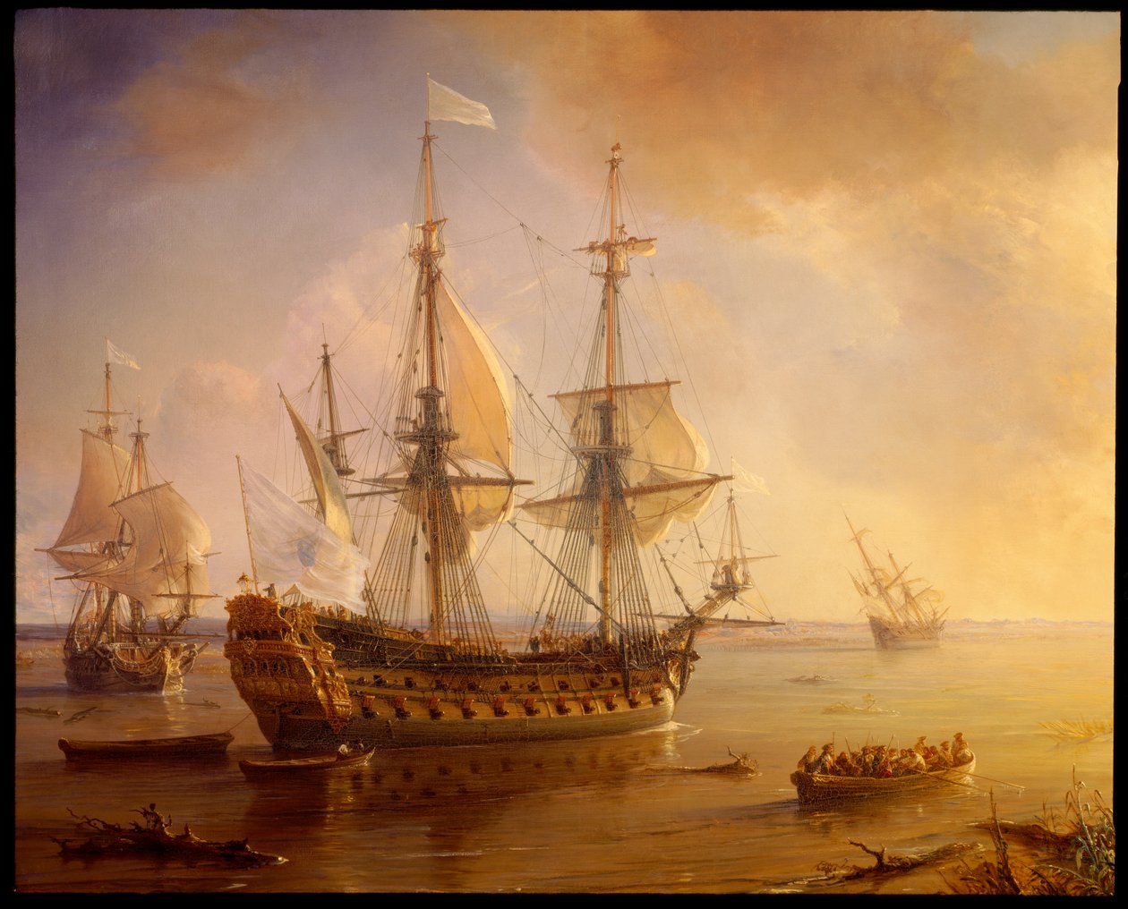 Ekspedition af Robert Cavelier de La Salle i Louisiana (skibsdetaljer) af Jean Antoine Theodore Gudin