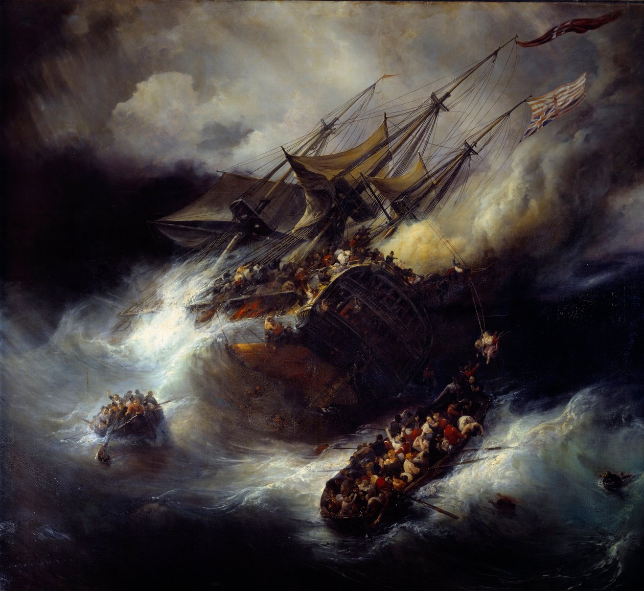Brand fra Kent forlis af en båd (1800). Maleri af Theodore Gudin (1802-1880) af Jean Antoine Theodore Gudin
