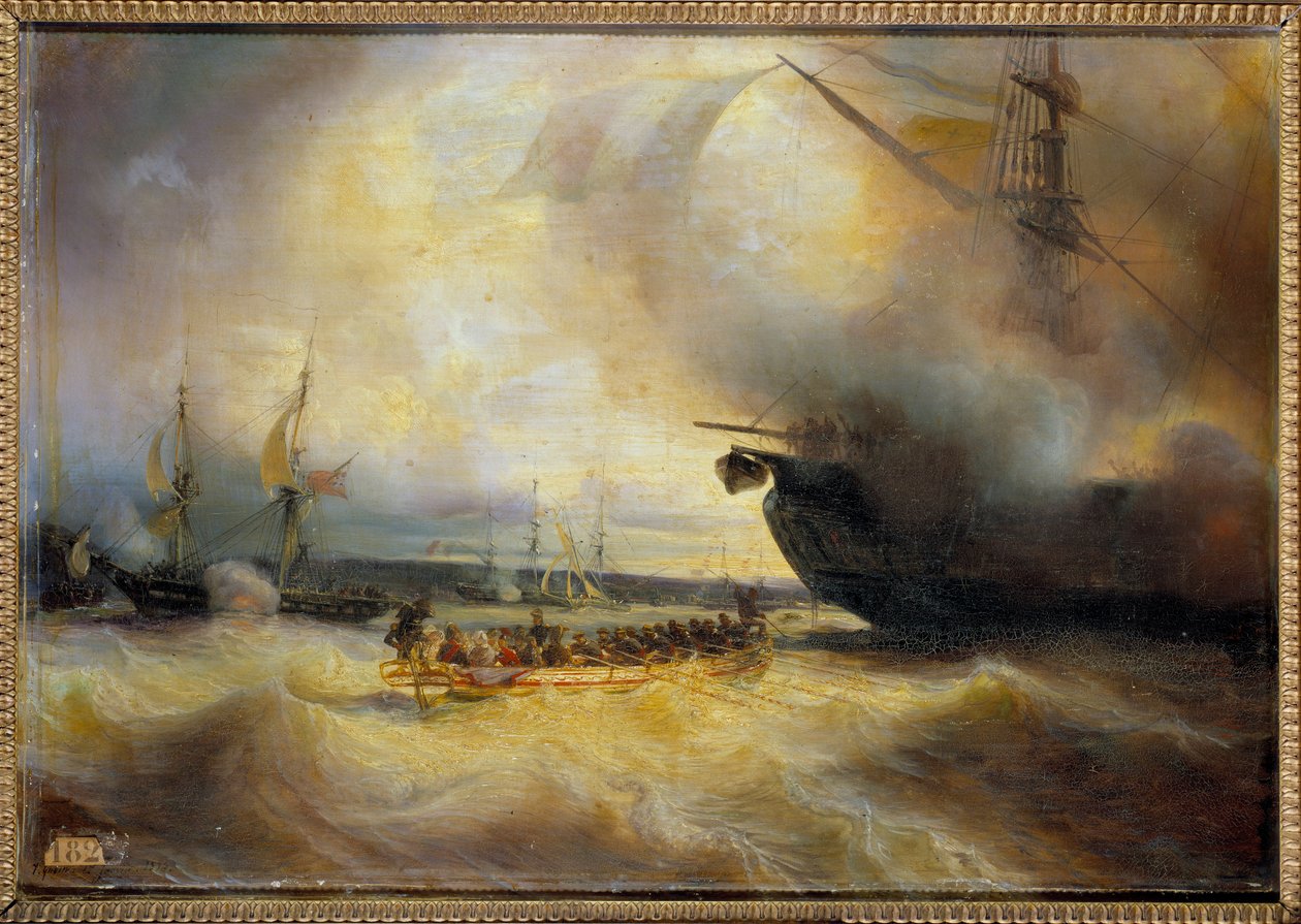 Kong Louis Philippe I og kongefamilien i havnen i Cherbourg den 3. september af Jean Antoine Theodore Gudin