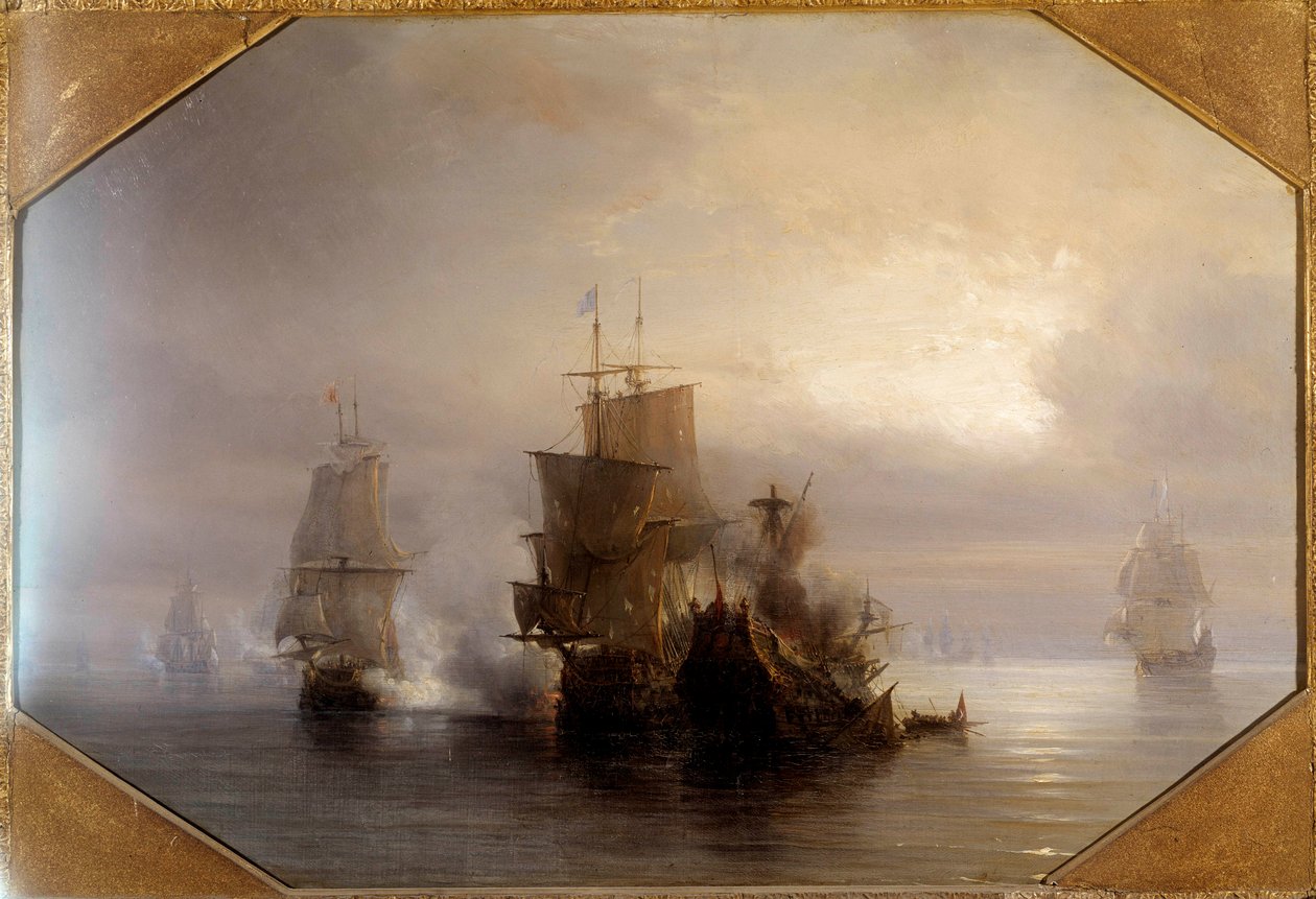 Søkamp af ridderen Marc-Antoine de Saint-Pol Hecourt (1665-31 oktober 1705), 31/10/1705 Han gav sit navn til den nærliggende by Saint-Pol-sur-Mer (Saint Paul sur mer). Maleri af Theodore Gudin (1802-1880) 1800-tallet. Paris, Musee de la Marine af Jean Antoine Theodore Gudin
