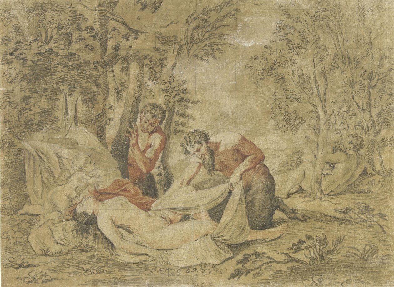 To satyrer udspionerer en sovende nymfe af Jean Antoine Watteau (rejected attribution)
