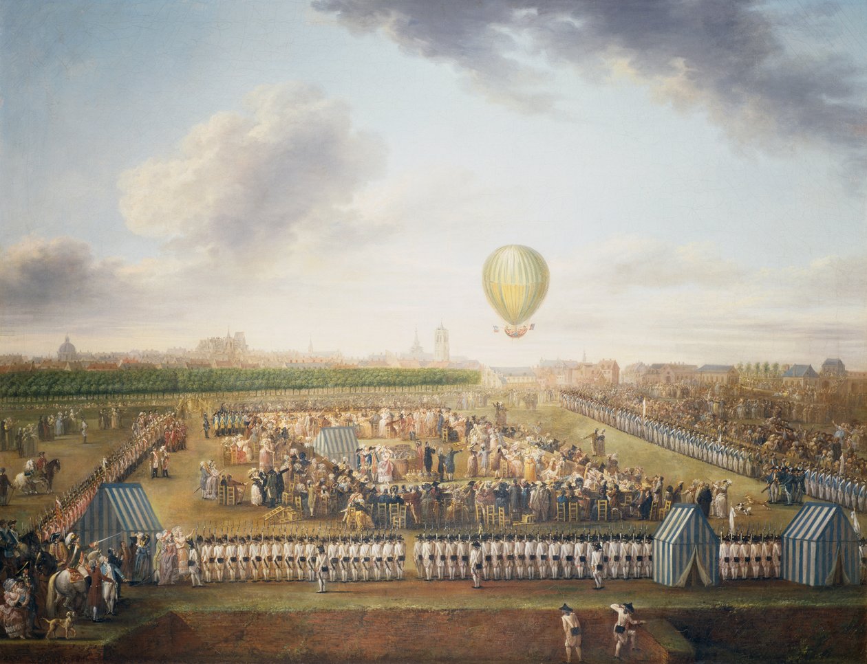 14. oplevelse af Jean-Pierre Blanchard og Chevalier Lepinard med luftballon, Lille, 26. august af Jean Antoine Watteau