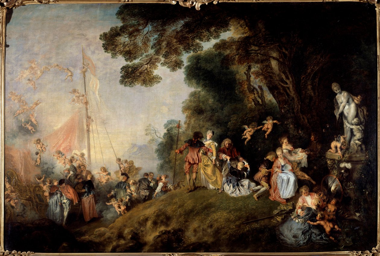 Boarding til Cythere Island. Maleri af Jean Antoine Watteau (1684-1721) af Jean Antoine Watteau