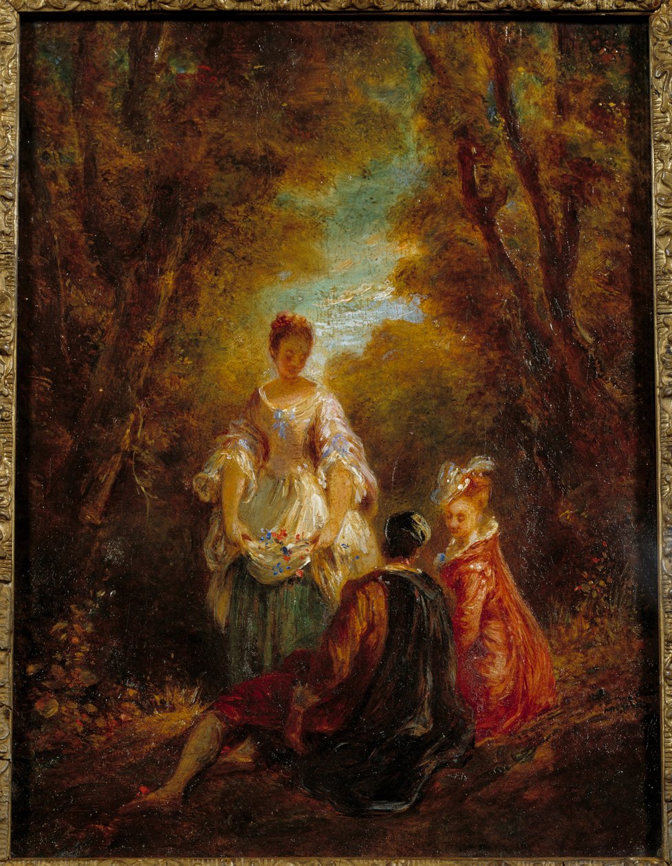Karakterer i en park Maleri af Jean Antoine Watteau (1684-1721) 1700-tallet af Jean Antoine Watteau
