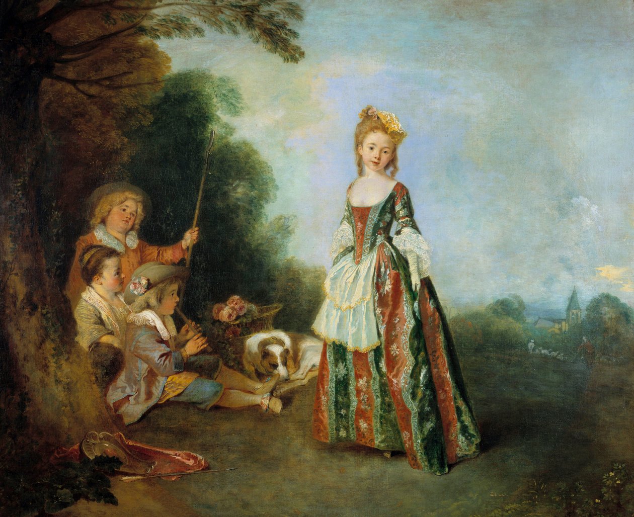 Dansemaleri af Jean Antoine Watteau (1684-1721) 1716-1718 søn. 0,97 x 1,1 m Berlin. Staatliche Museum af Jean Antoine Watteau