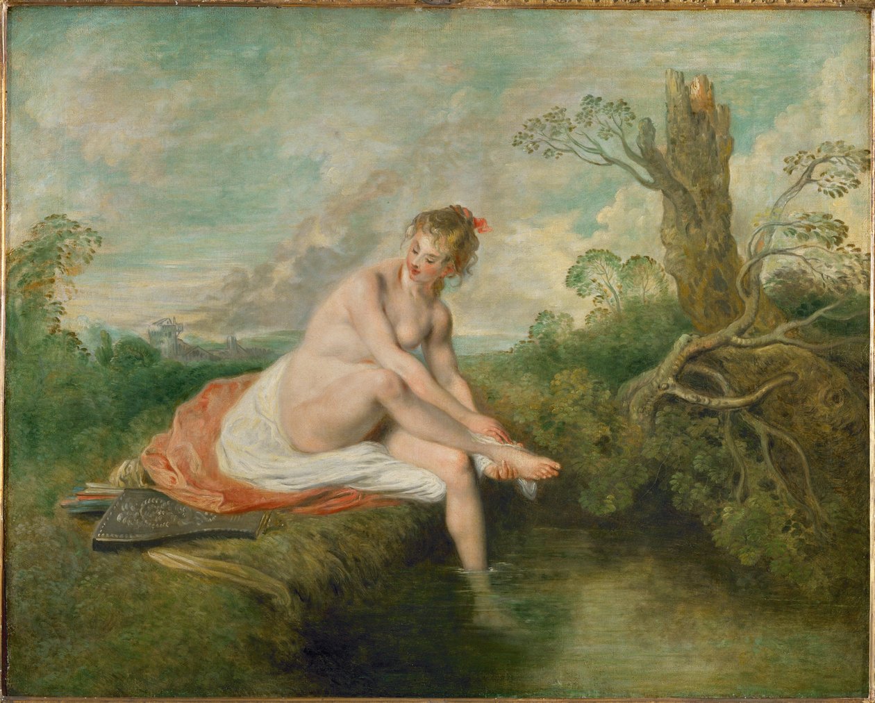 Diane au bain - Diana bader... af Jean Antoine Watteau
