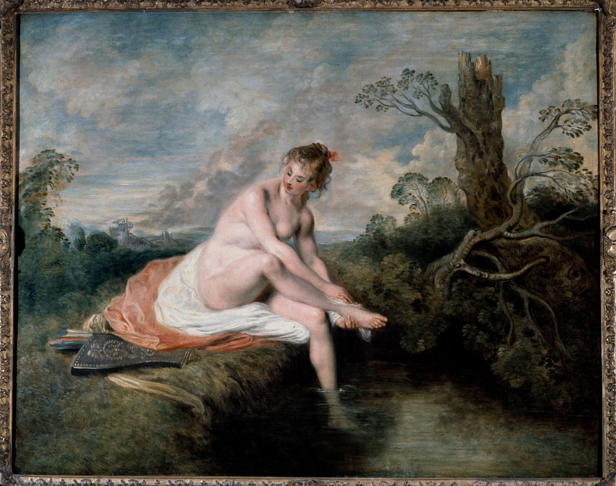 Diane i badet Maleri af Jean Antoine Watteau (1694-1721) 1700-tallet søn. 0,8x1,01 m af Jean Antoine Watteau