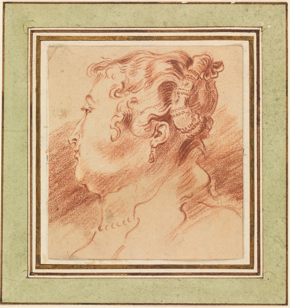 ""Etude de tete de femme"" (Studie af kvindens hoved) Sanguine de Jean Antoine Watteau (1684-1721) vers 1725 Dim 13,3x12,1 cm Cooper-Hewitt National Design Museum af Jean Antoine Watteau