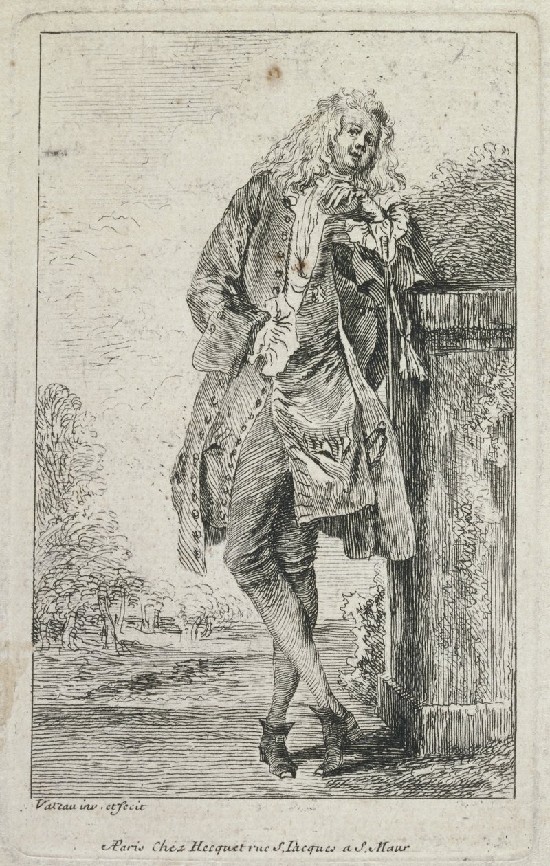 Modefigurer: Acconde Standing Man af Jean Antoine Watteau