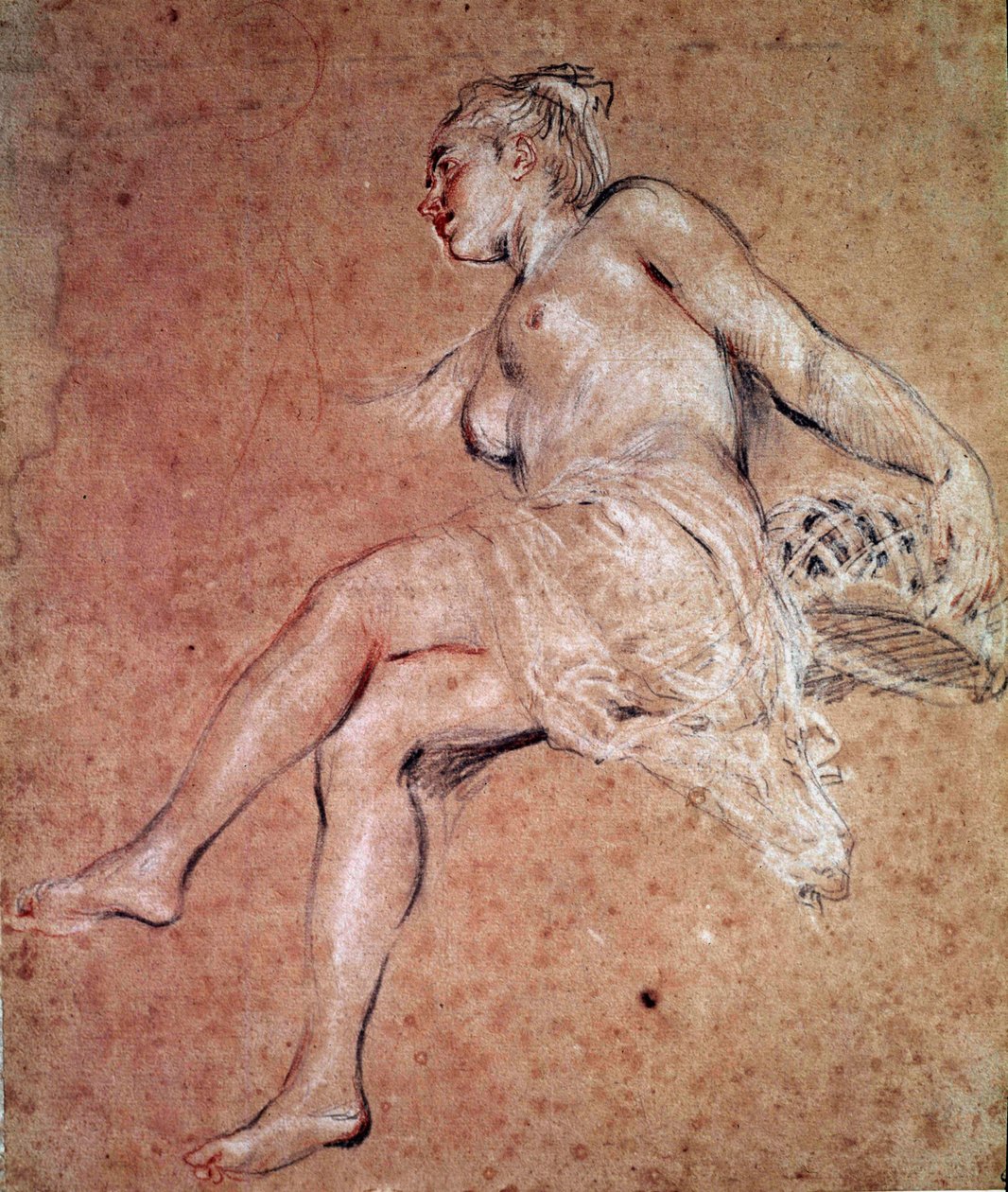 Flora Allegori om sommeren. Blod og sort blyant af Jean Antoine Watteau af Jean Antoine Watteau