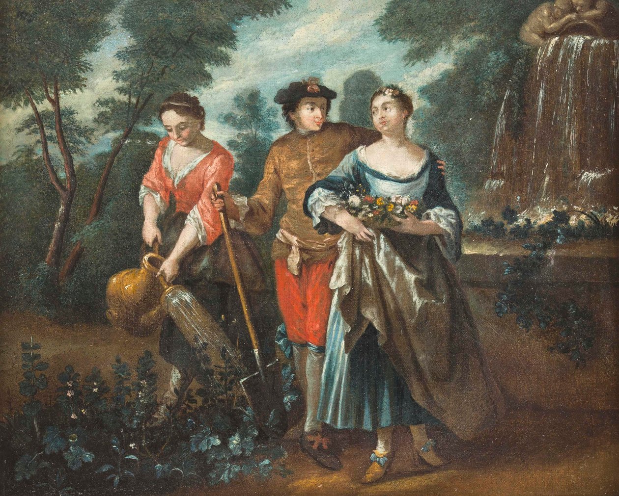 Tysk: Skole Ædelt kærlighedspar af Jean Antoine Watteau