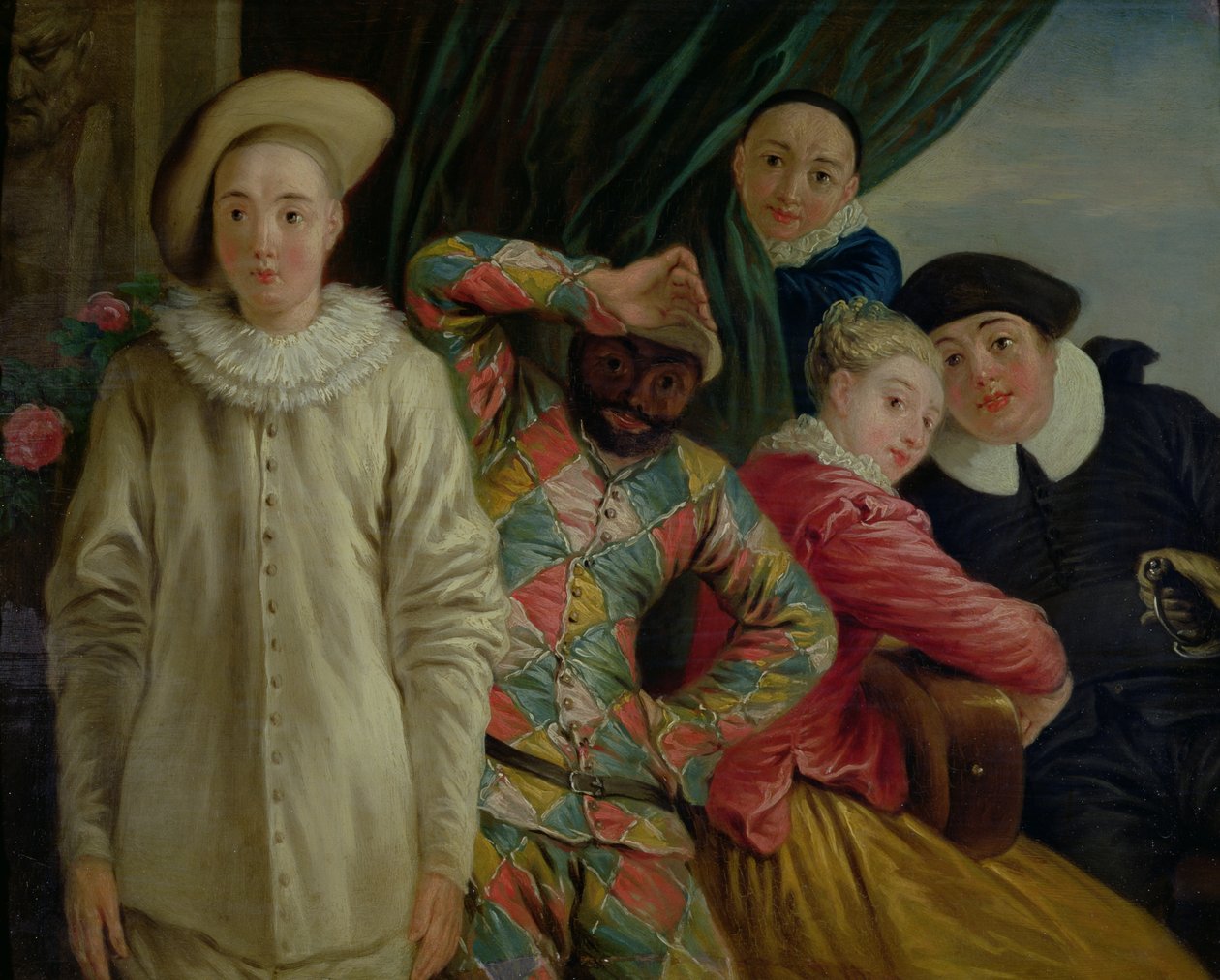 Harlekin, Pjerrot og Scapin af Jean Antoine Watteau
