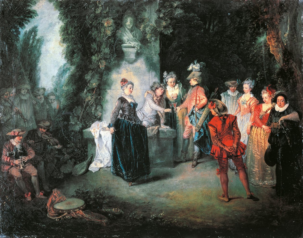 Love in French Theatre, af Jean-Antoine Watteau (1684-1721) af Jean Antoine Watteau