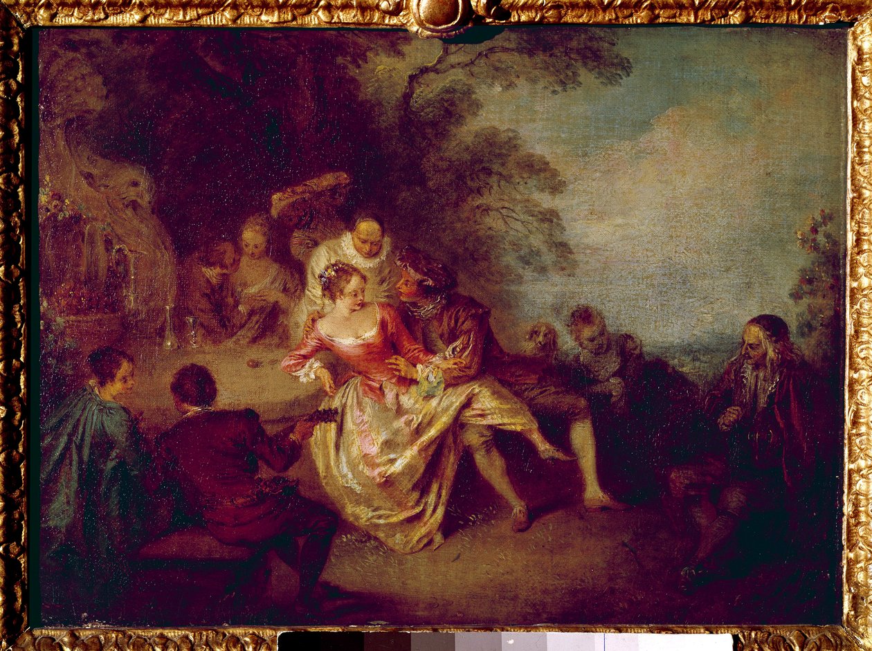Komikermøde. Maleri af Jean Antoine Watteau (1684-1721) af Jean Antoine Watteau