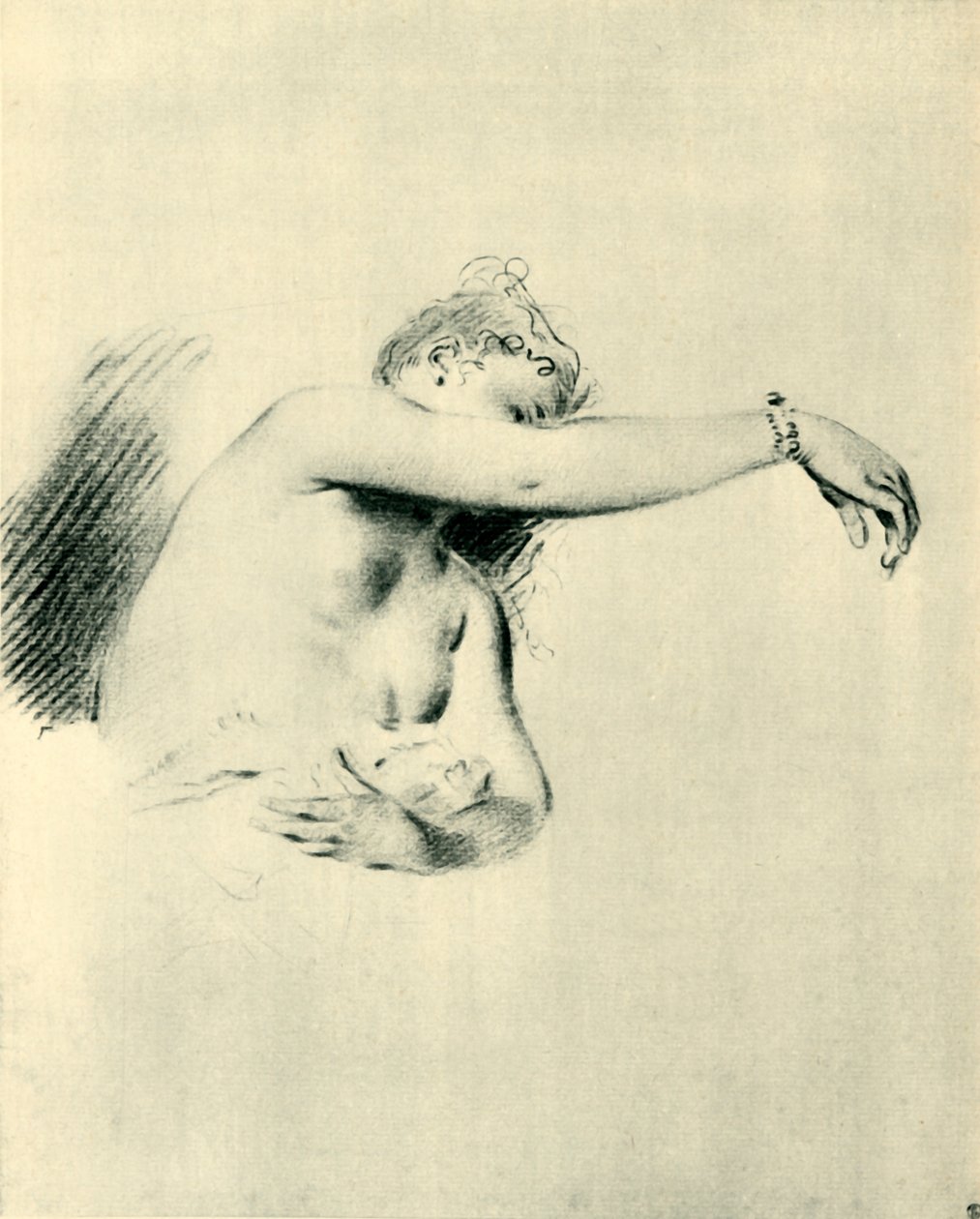 Nøgen med højre arm hævet, 1717-1718, 1943. af Jean Antoine Watteau