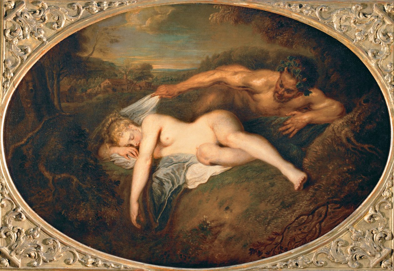Nymfe og satyr ... af Jean Antoine Watteau