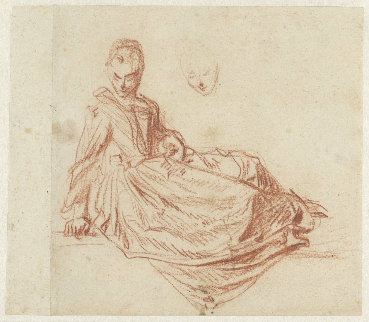 kvinde sidder på gulvet af Jean Antoine Watteau