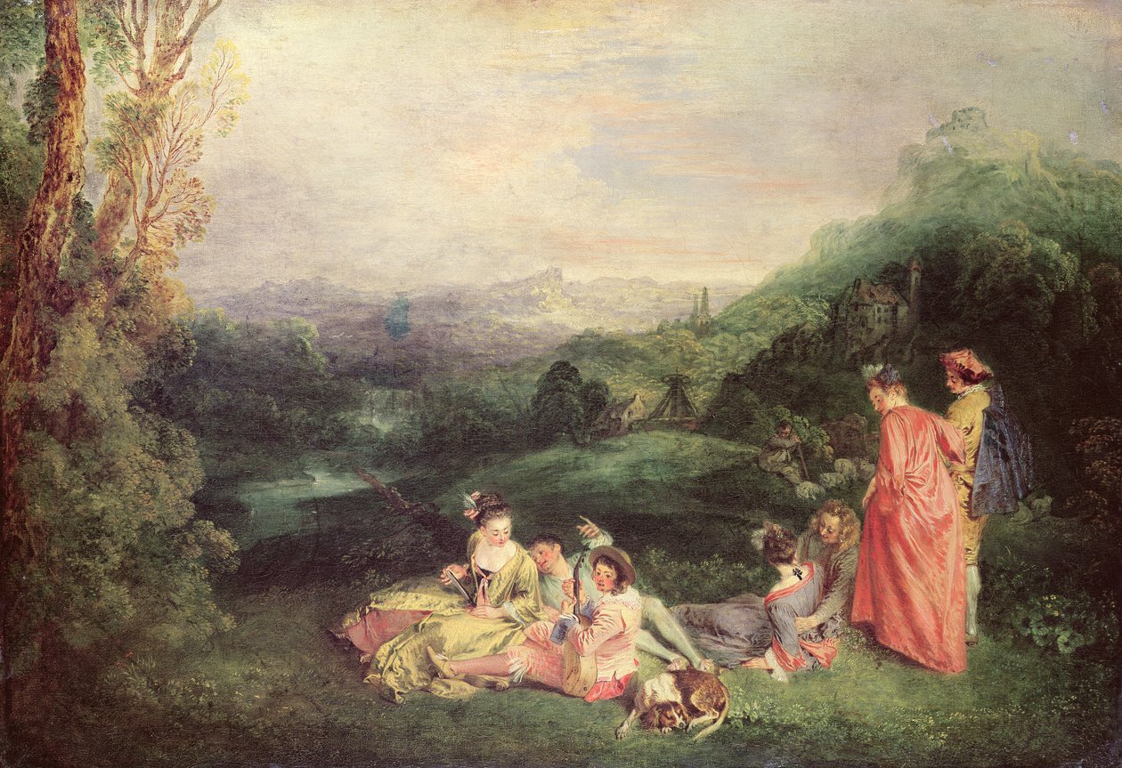 Fredelig kærlighed, c.1718-19 af Jean Antoine Watteau