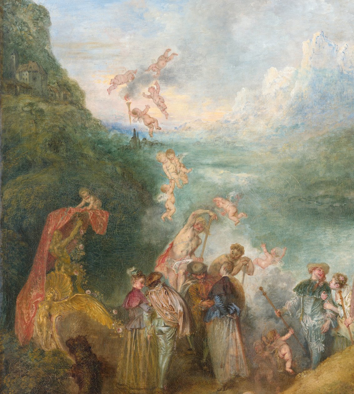 Pilgrimsrejse til Cythera Ombordstigning for Cythera Detal: Putti, 1717 af Jean Antoine Watteau