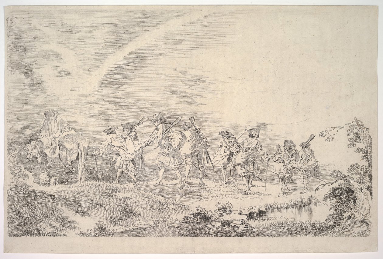 Rekrutter, der skal slutte sig til regimentet, ca. 1715-16. af Jean Antoine Watteau