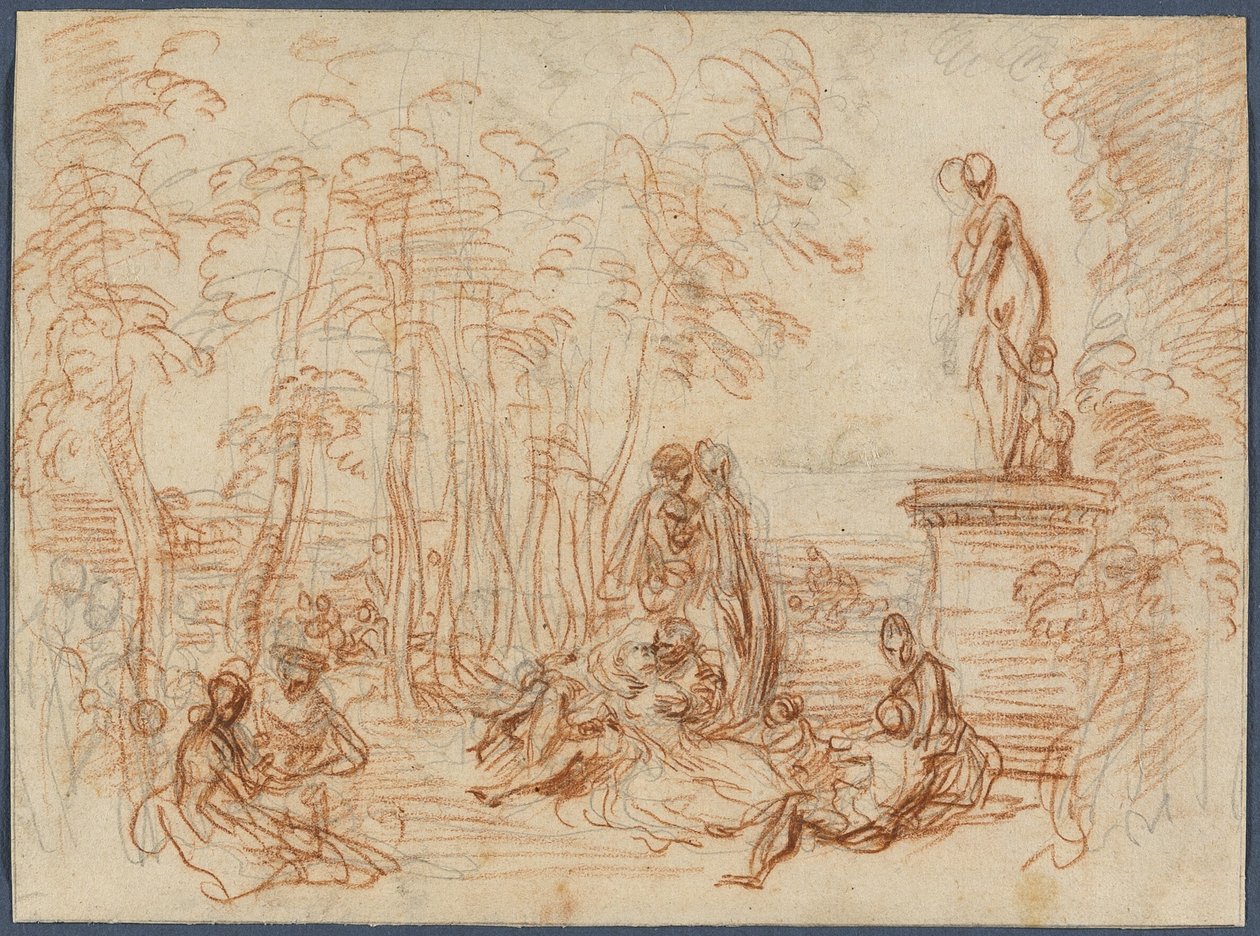 Studie til Kærlighedens fest af Jean Antoine Watteau