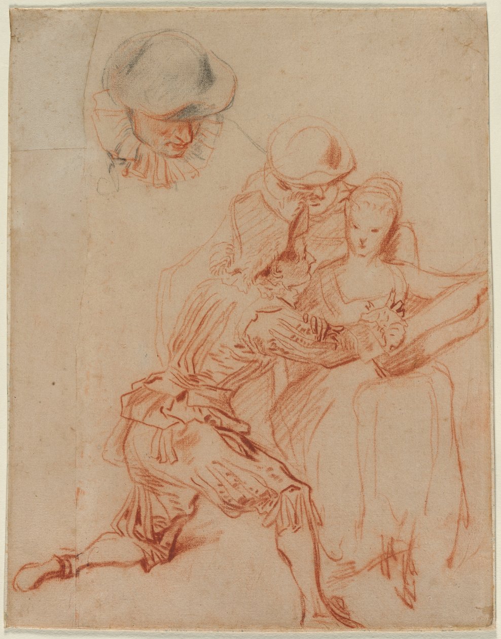 Studie til "The Romancer" af Jean Antoine Watteau
