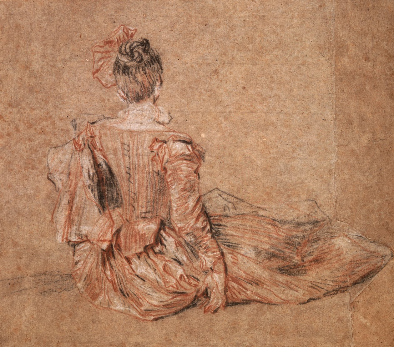 Studie af en kvinde set bagfra af Jean-Antoine Watteau, 1716-1718. af Jean Antoine Watteau