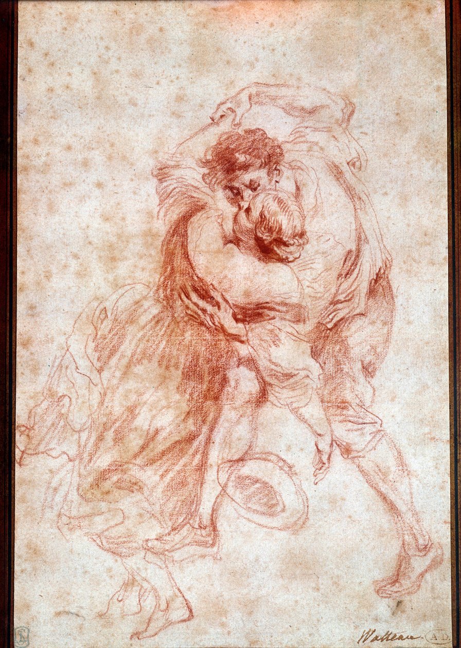 Draw-kysset har blod fra Jean Antoine Watteau (1684-1721). 1700-tallet. Paris, Louvre-museet af Jean Antoine Watteau