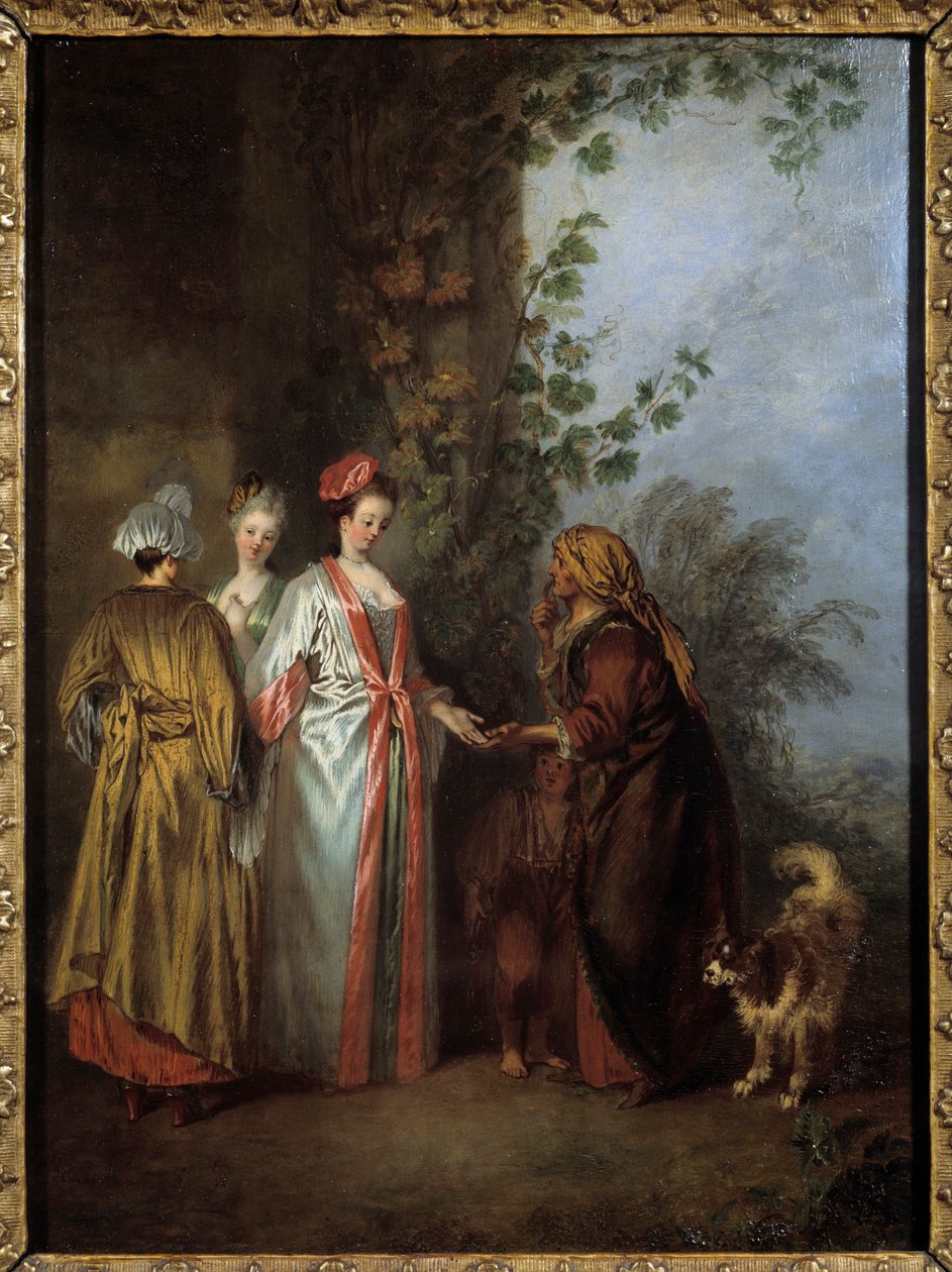 Spåkonen. Maleri af Jean Antoine Watteau (1684-1721) af Jean Antoine Watteau